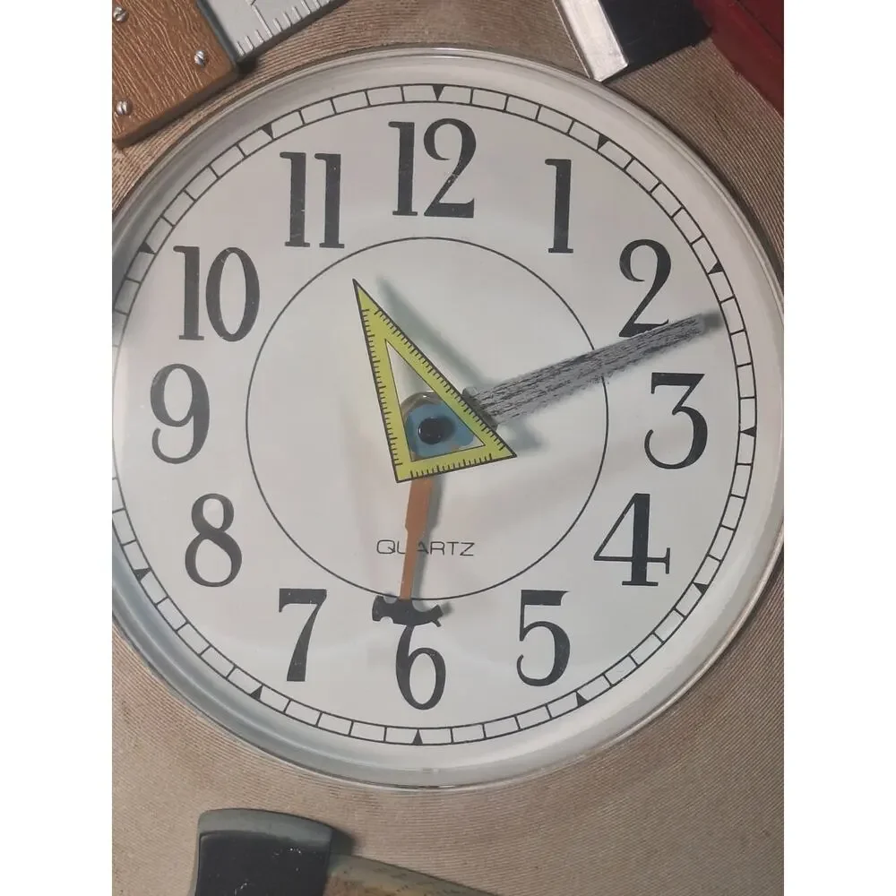 Vintage Tool Time Saw Blade Wall Clock Pendulum Garage Man Cave Decor
